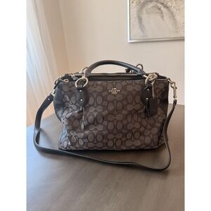 Coach Signature Avary Satchel Womens Medium Black Leather Crossbody Shoulder Bag